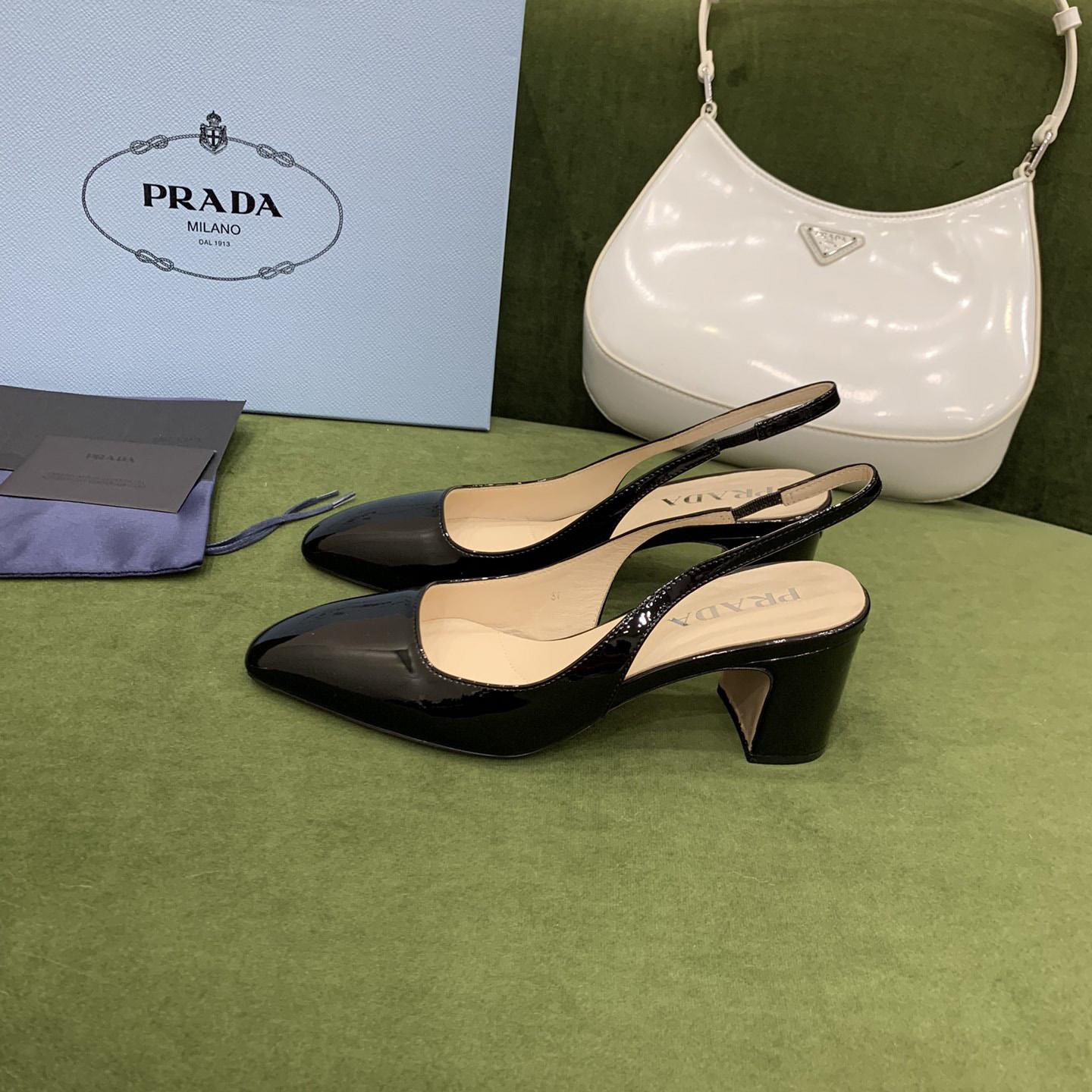 Prada Patent-leather Slingback Pumps - EUR FASHION