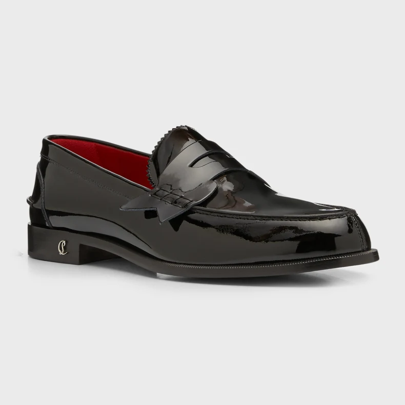 Christian Louboutin Men's No Penny Patent Leather Penny Loafers - EUR FASHION