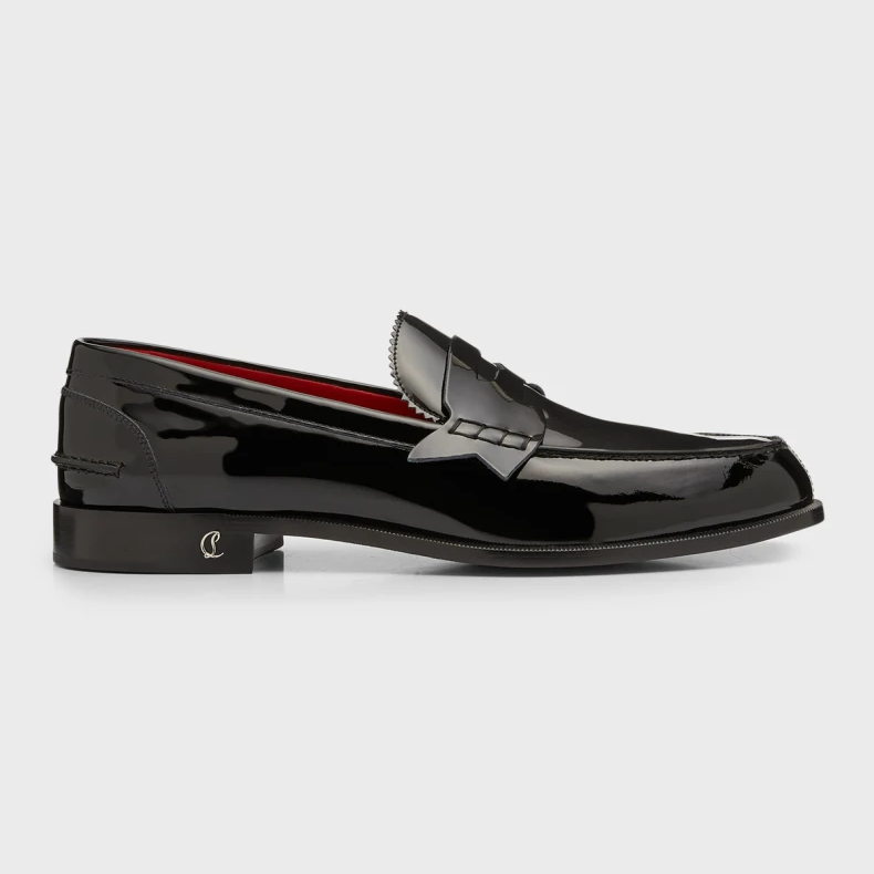 Christian Louboutin Men's No Penny Patent Leather Penny Loafers - EUR FASHION