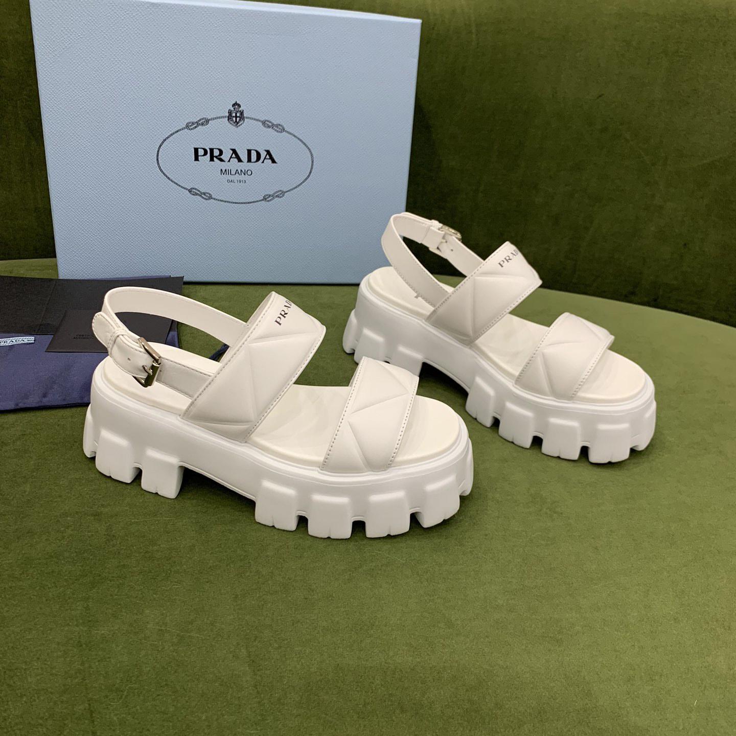 Prada Monolith Leather Sandals - EUR FASHION