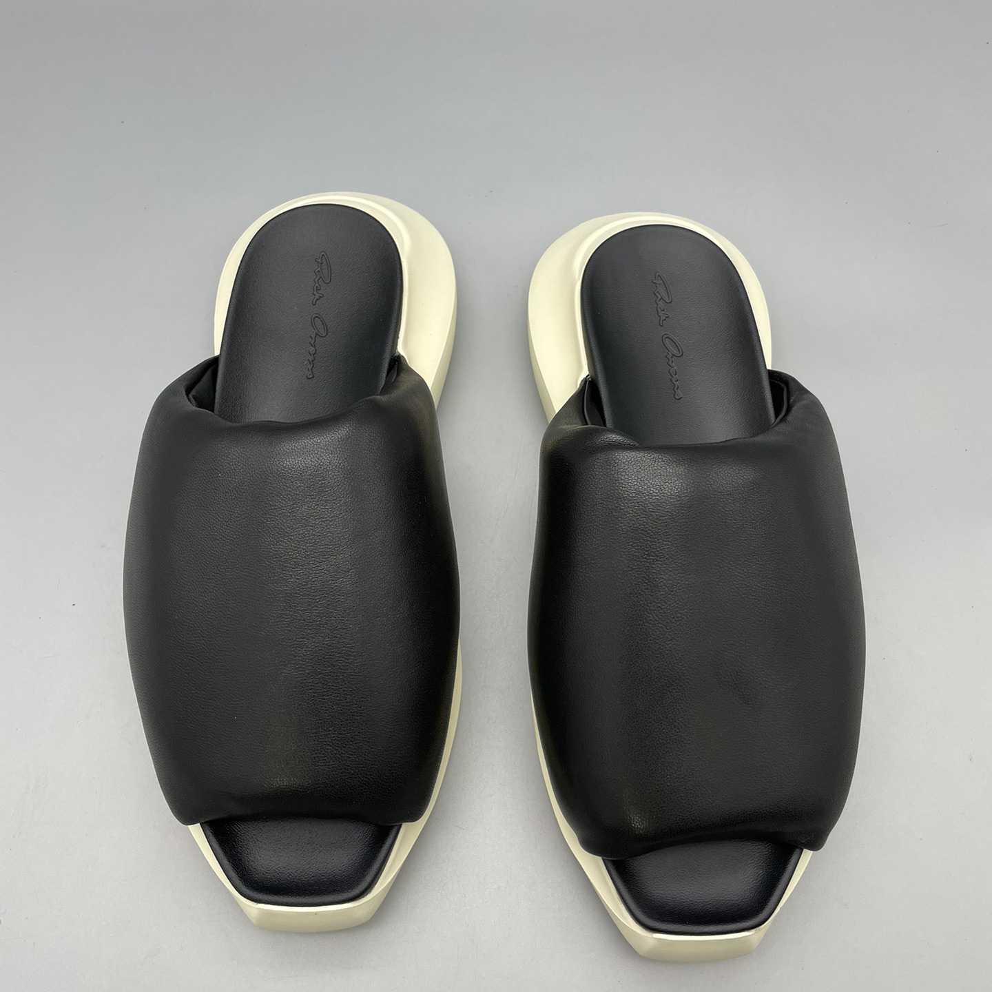 Rick Owens SS23 Edfu Geth Puffer Slide In Black - EUR FASHION