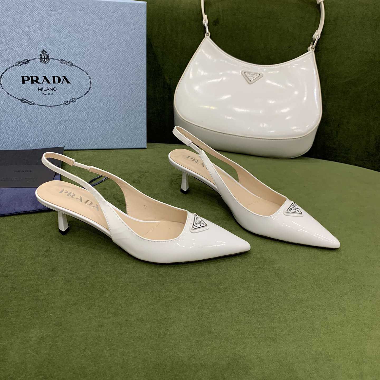 Prada Patent-leather Slingback Pumps - EUR FASHION