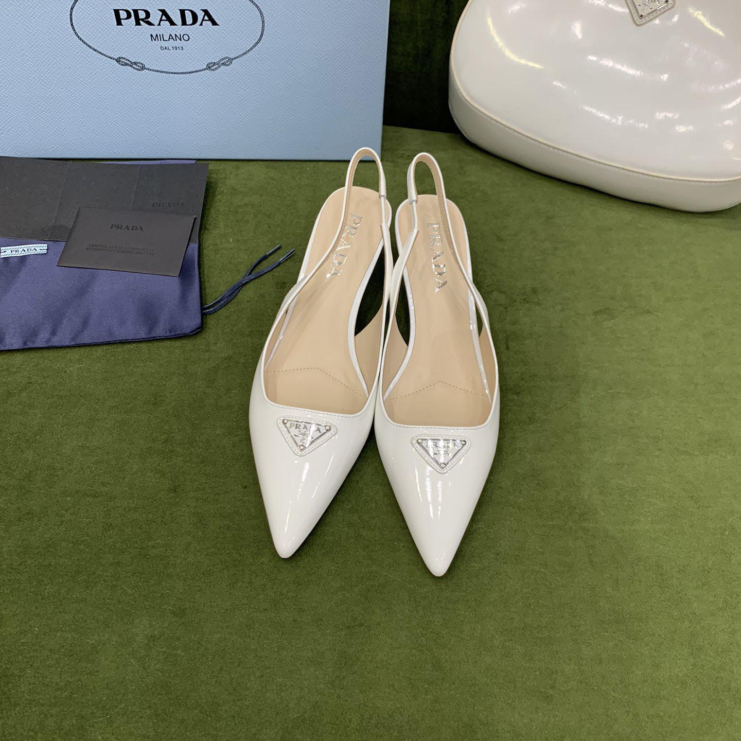 Prada Patent-leather Slingback Pumps - EUR FASHION