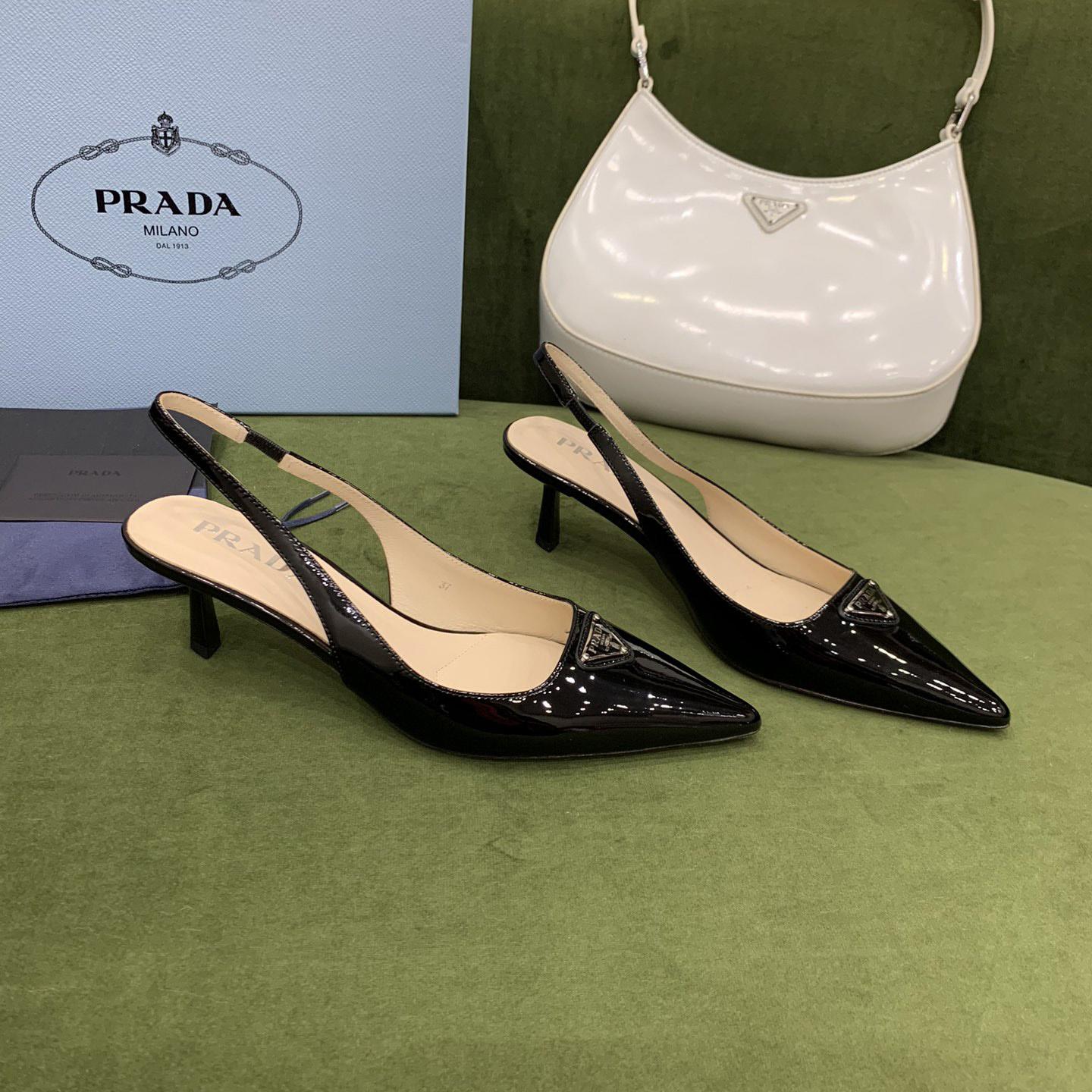 Prada Patent-leather Slingback Pumps - EUR FASHION