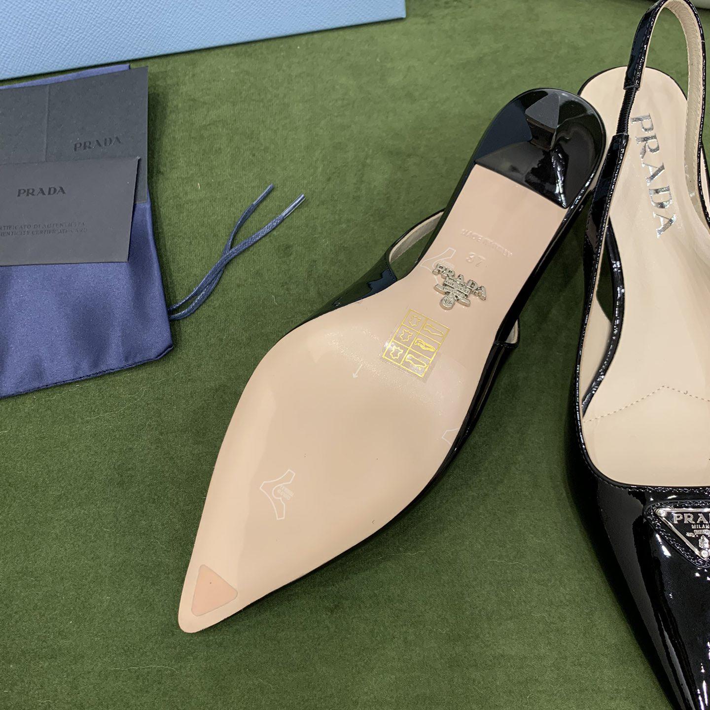 Prada Patent-leather Slingback Pumps - EUR FASHION