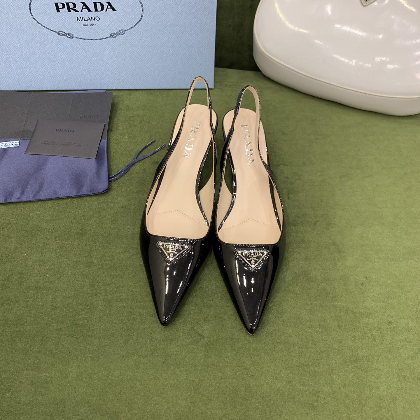 Prada Patent-leather Slingback Pumps - EUR FASHION