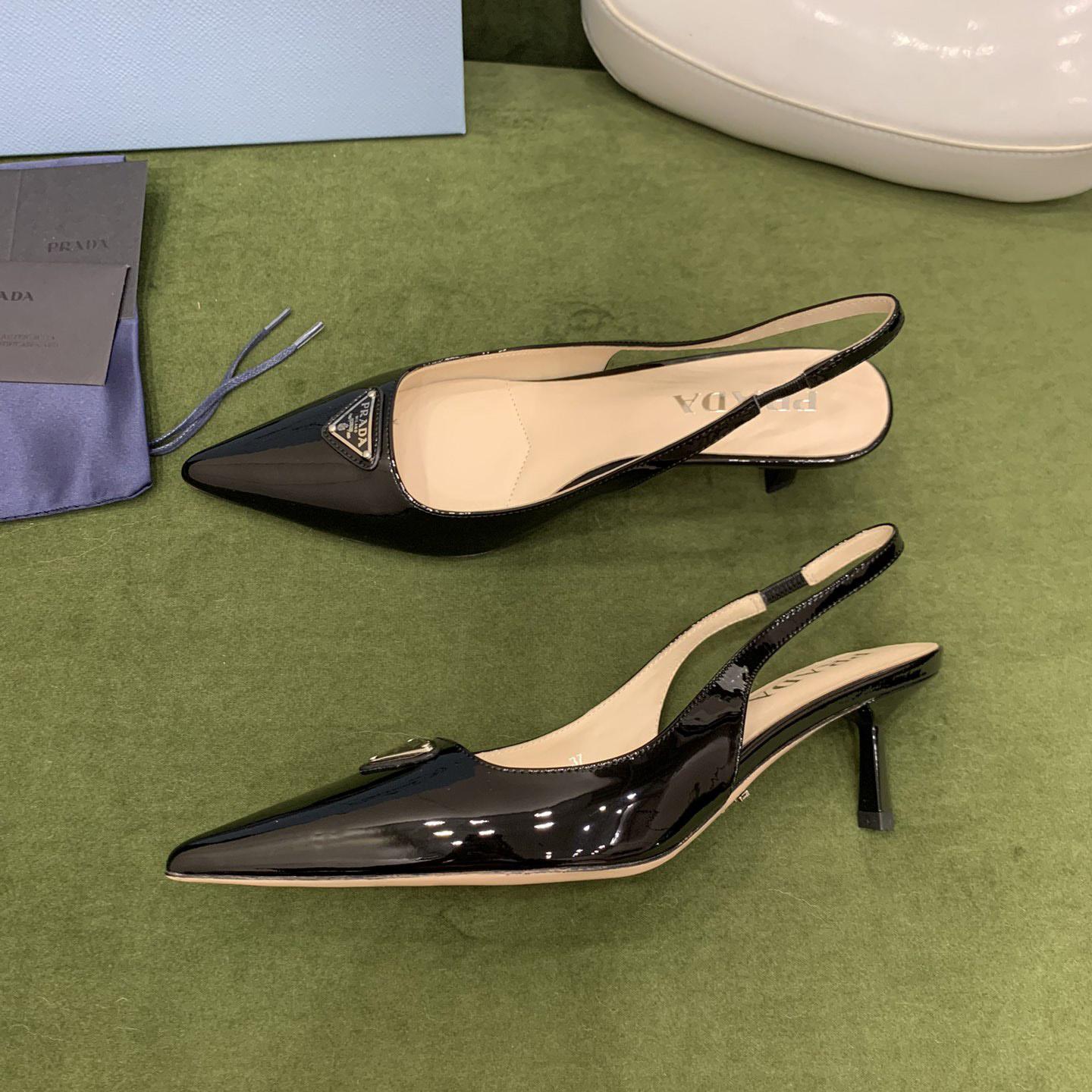 Prada Patent-leather Slingback Pumps - EUR FASHION