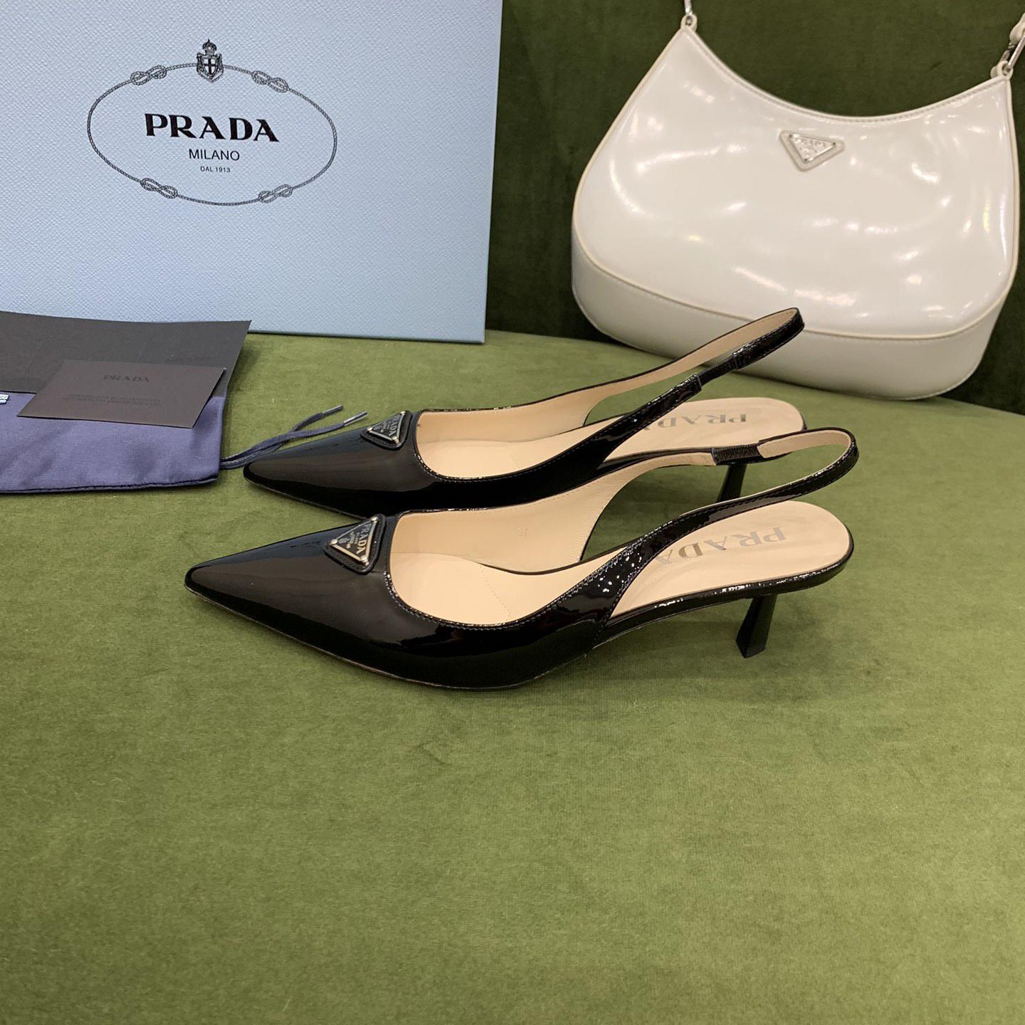 Prada Patent-leather Slingback Pumps - EUR FASHION