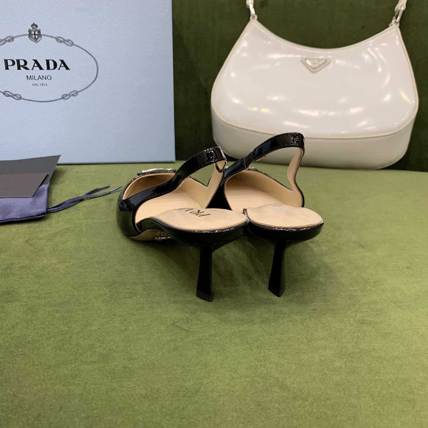 Prada Patent-leather Slingback Pumps - EUR FASHION