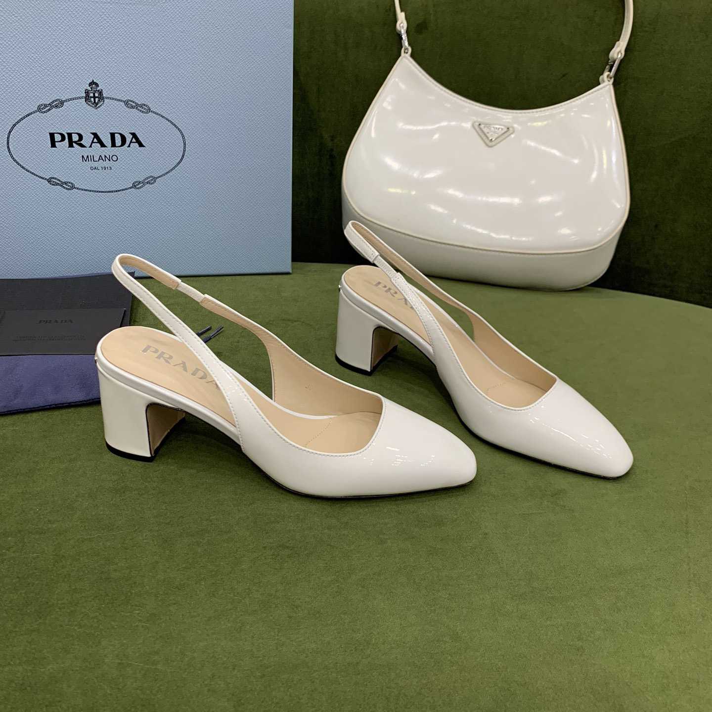 Prada Patent-leather Slingback Pumps - EUR FASHION