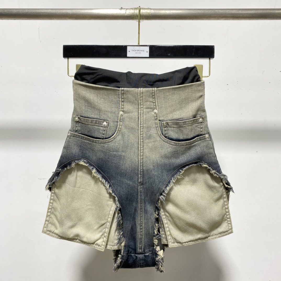 Rick Owens High Cut Denim Shorts - EUR FASHION