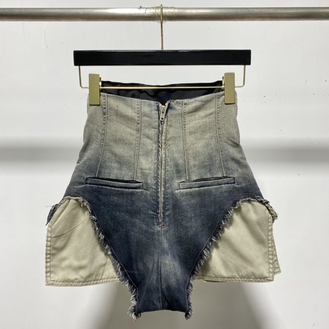 Rick Owens High Cut Denim Shorts - EUR FASHION