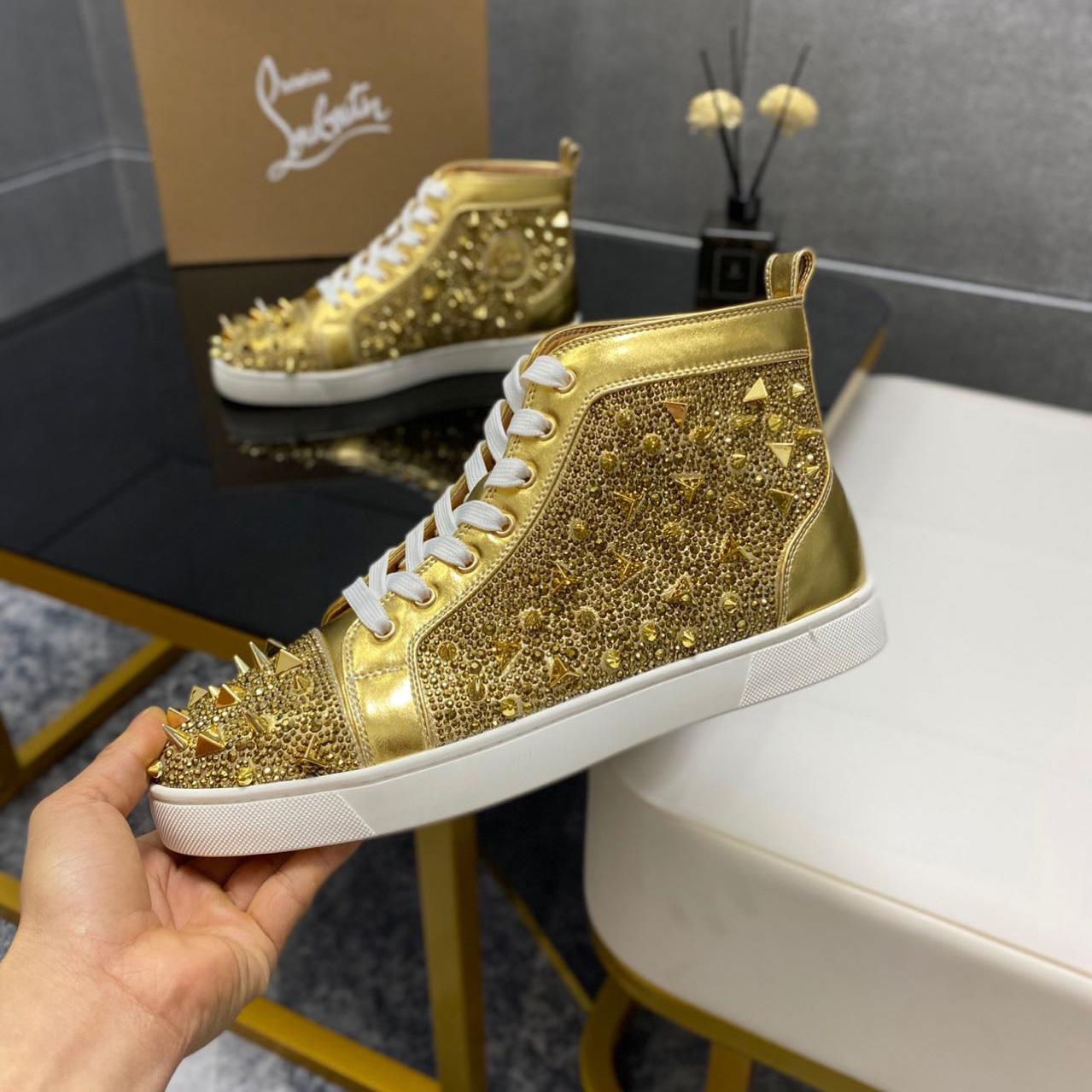 Christian Louboutin Full Diamond High-Top Sneakers - EUR FASHION