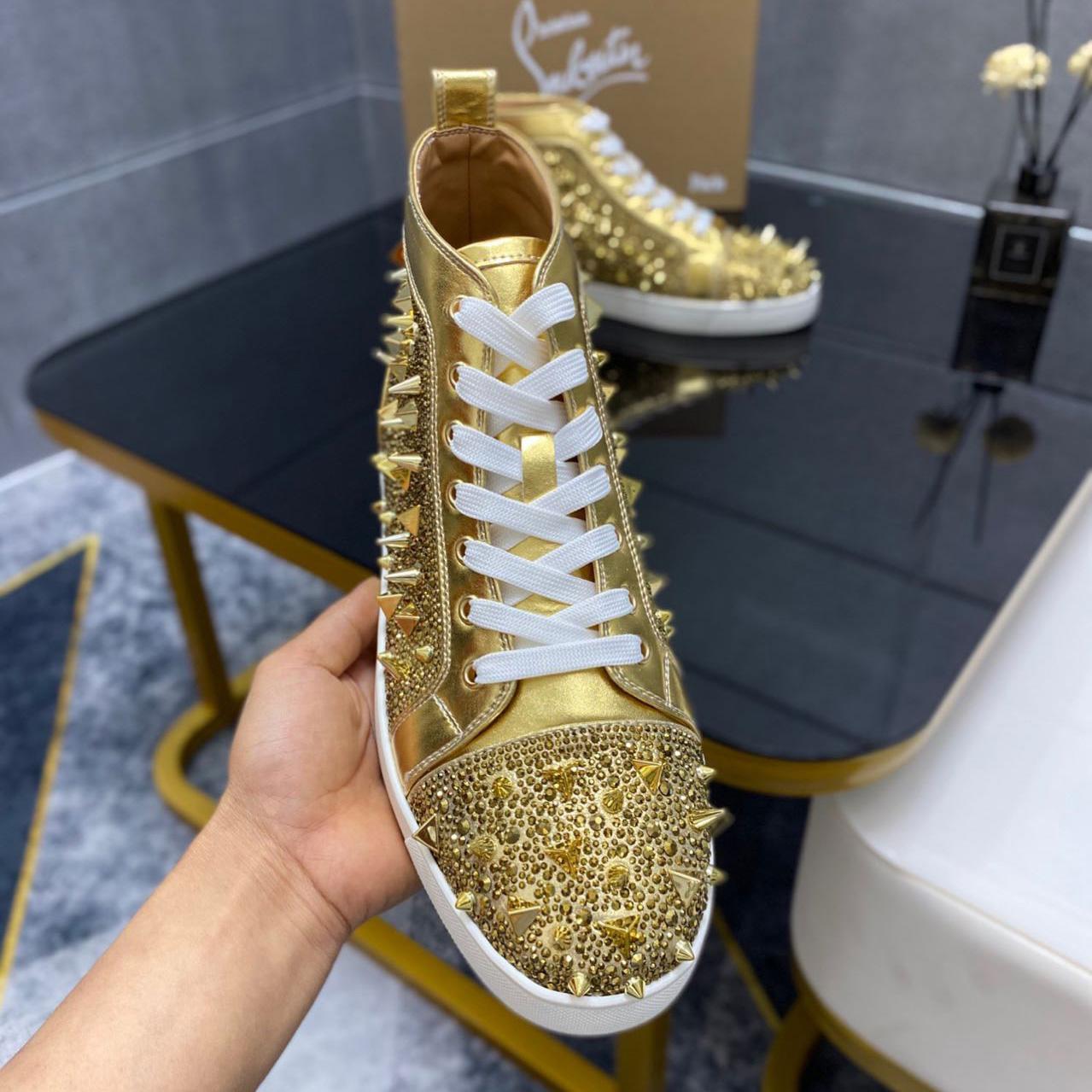 Christian Louboutin Full Diamond High-Top Sneakers - EUR FASHION