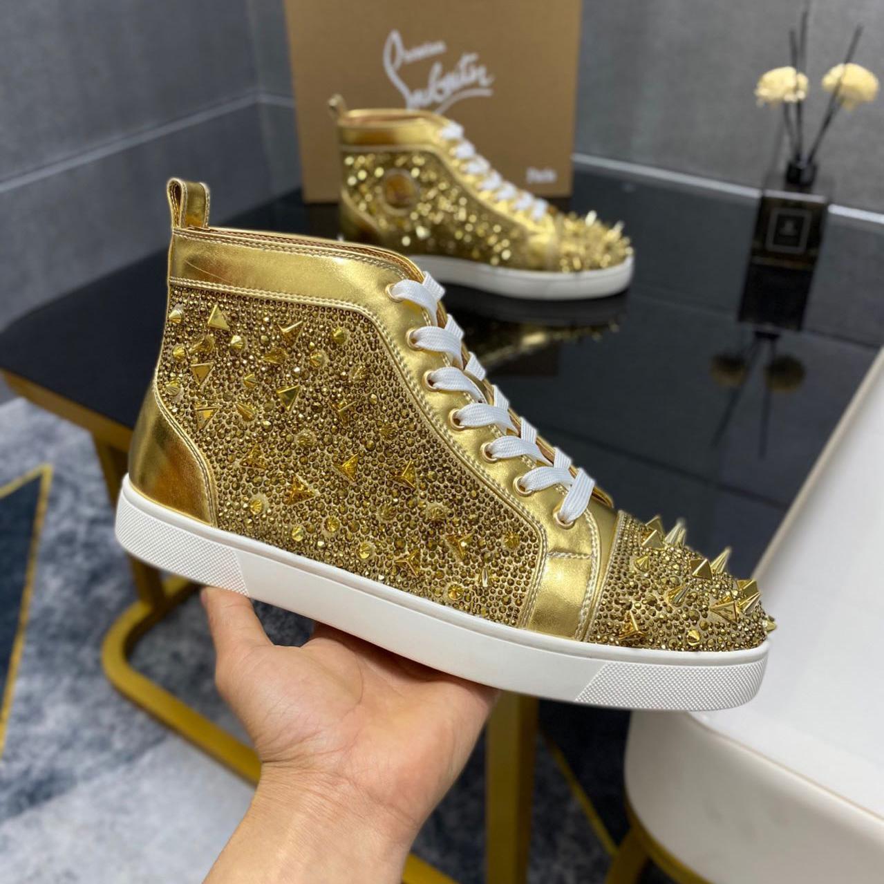 Christian Louboutin Full Diamond High-Top Sneakers - EUR FASHION