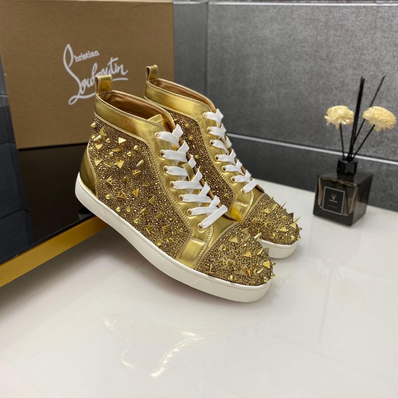 Christian Louboutin Full Diamond High-Top Sneakers - EUR FASHION