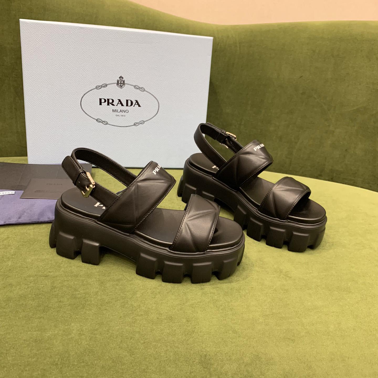 Prada Monolith Leather Sandals - EUR FASHION