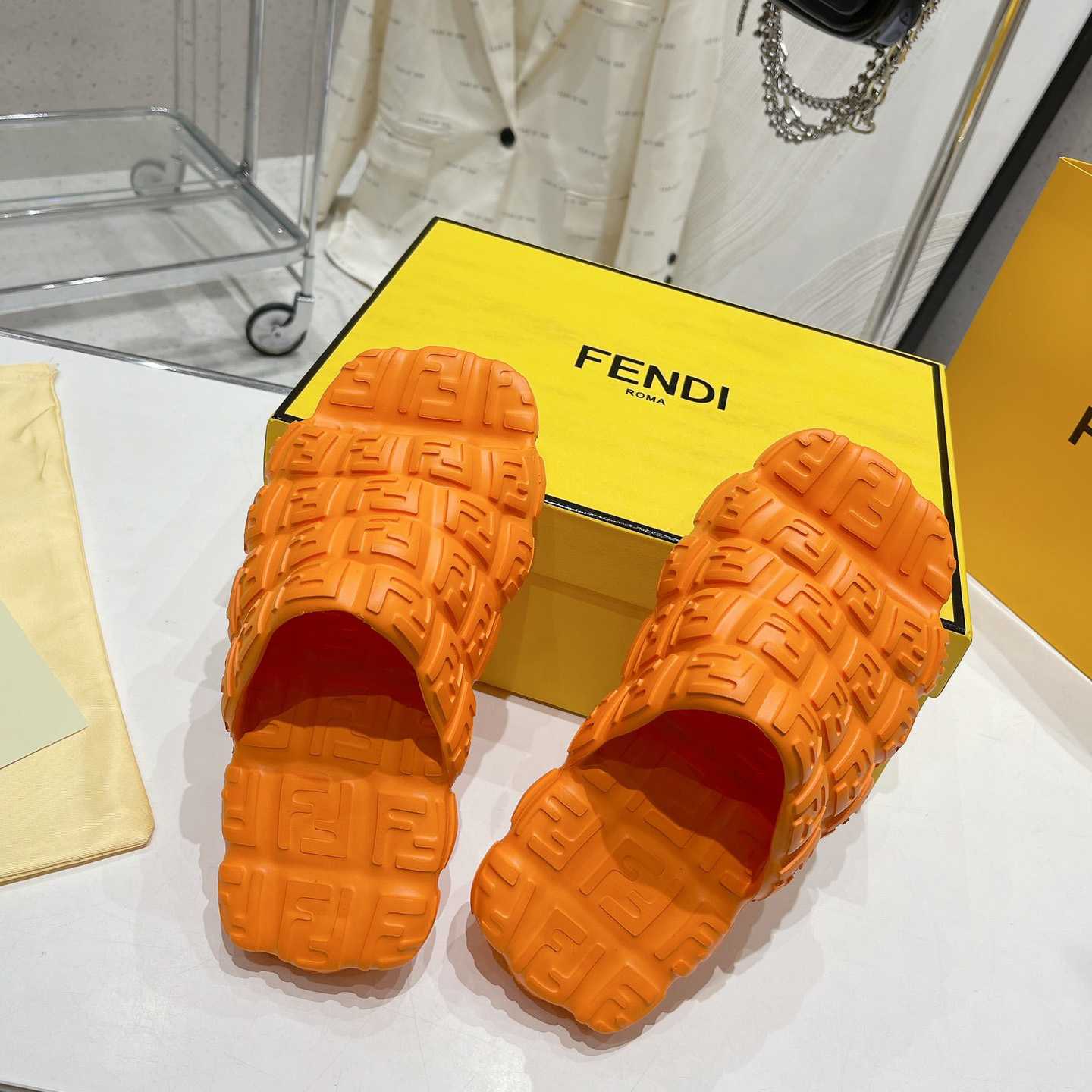 Fendi Cloud Slides Orange Rubber Slides - EUR FASHION