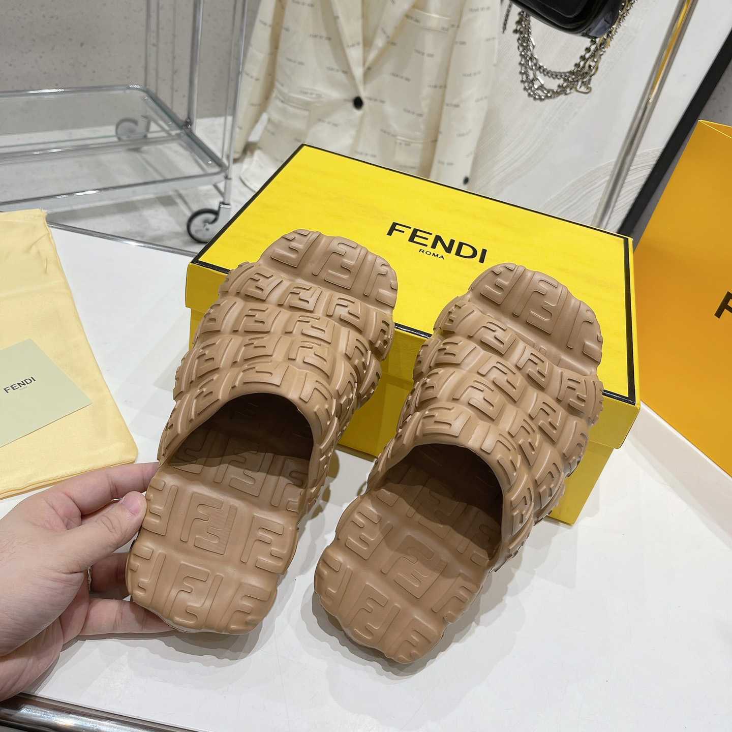 Fendi Cloud Slides Orange Rubber Slides - EUR FASHION