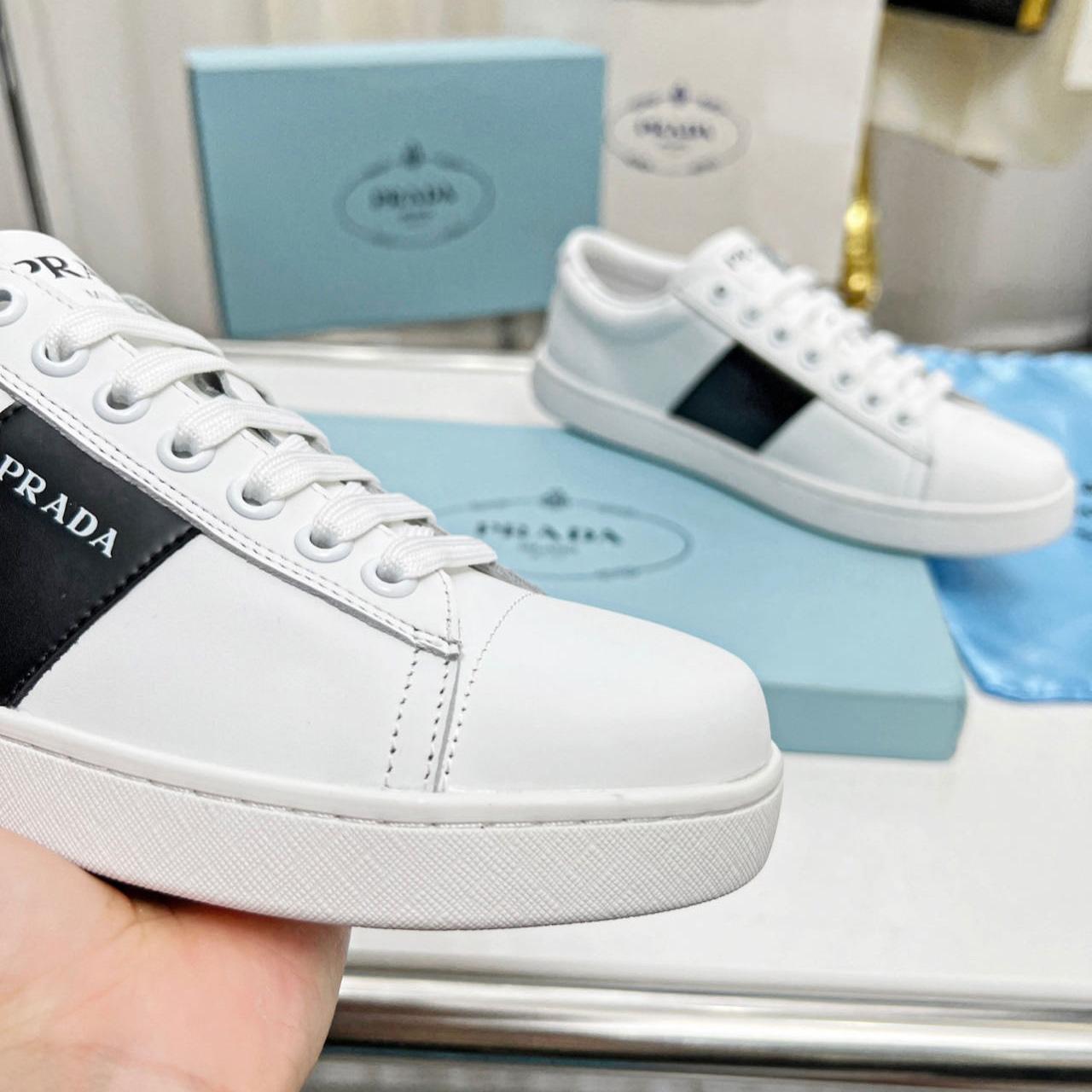 Prada Brushed Leather And Leather Sneakers - EUR FASHION