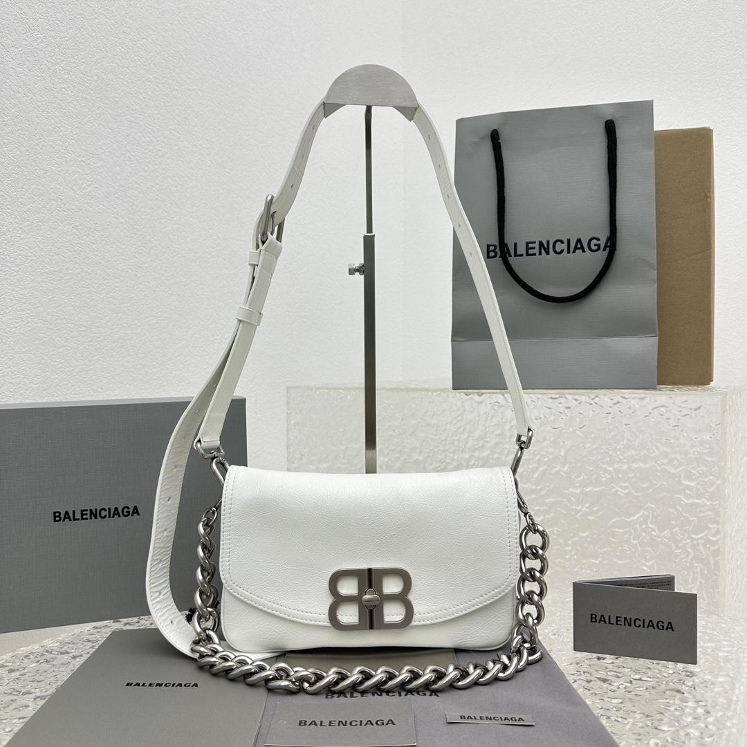 Balenciaga BB Soft Small Flap Bag In Optic White  - EUR FASHION