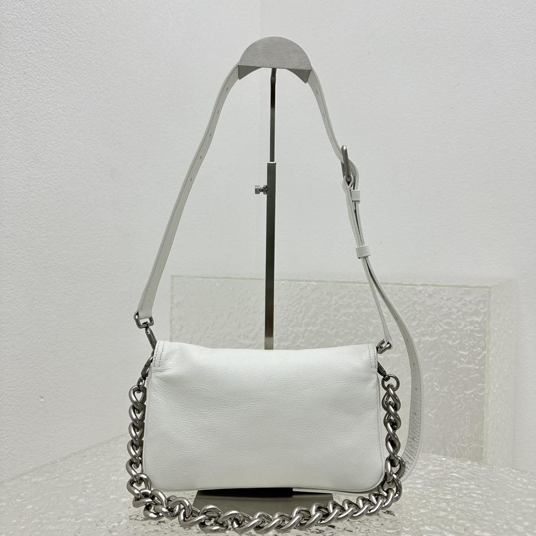 Balenciaga BB Soft Small Flap Bag In Optic White  - EUR FASHION