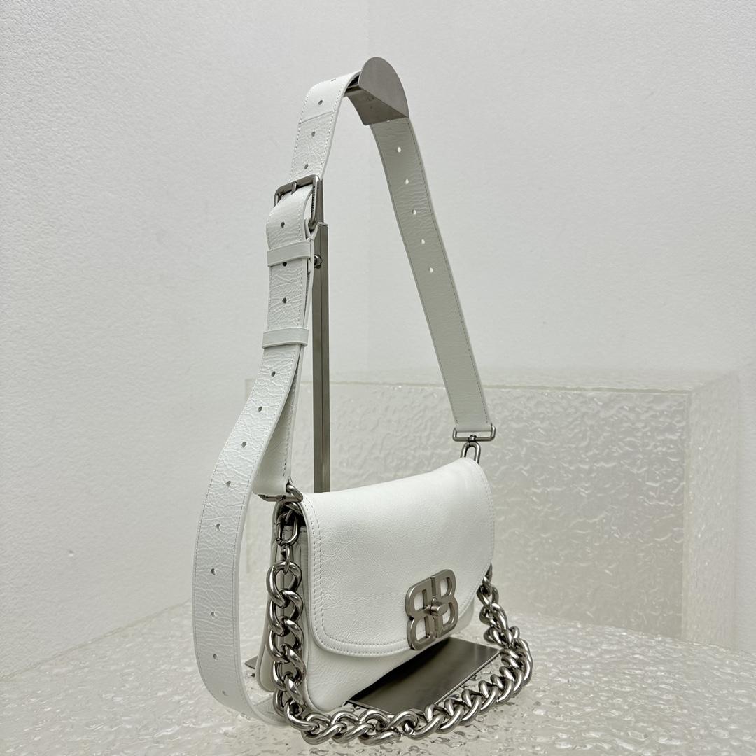 Balenciaga BB Soft Small Flap Bag In Optic White  - EUR FASHION