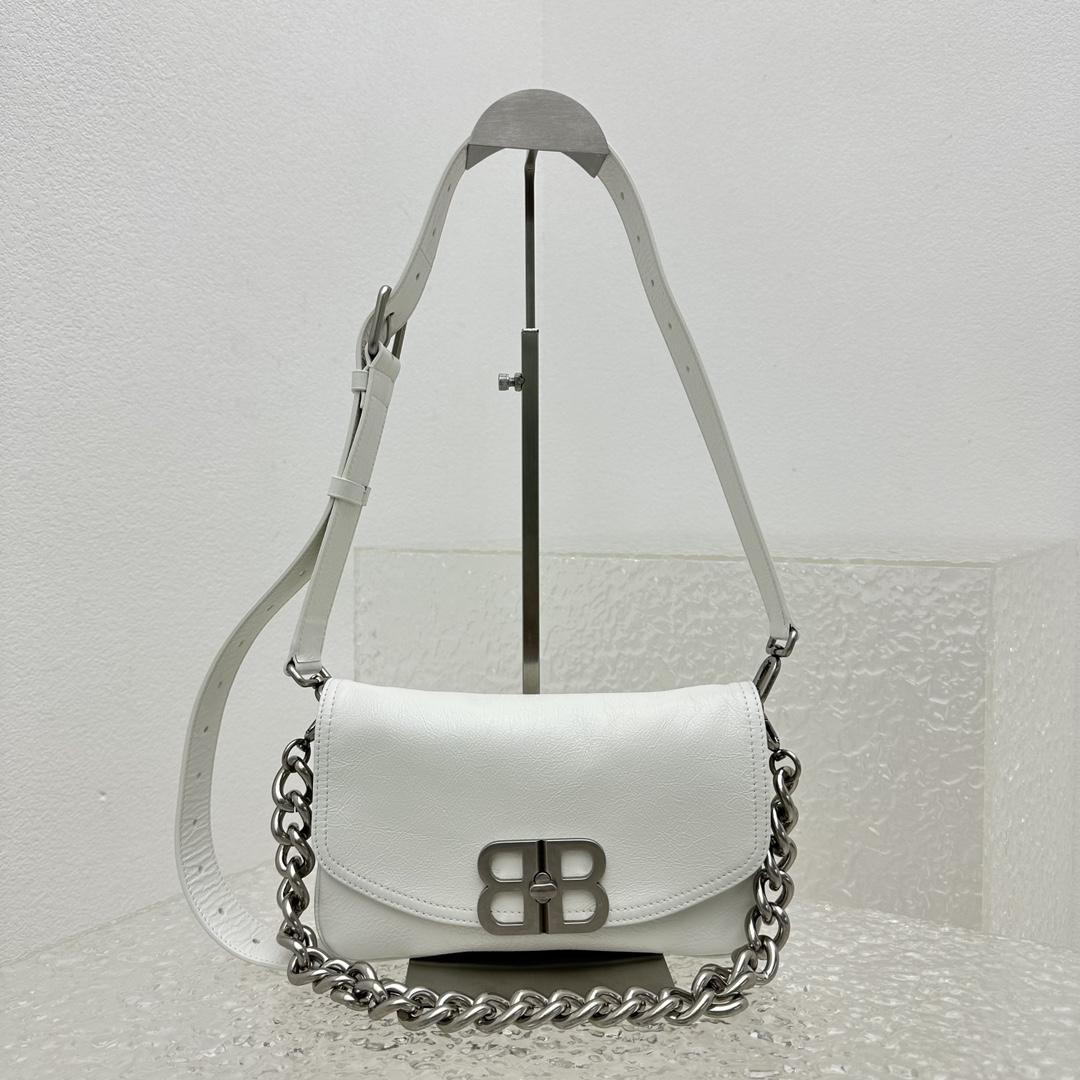 Balenciaga BB Soft Small Flap Bag In Optic White  - EUR FASHION