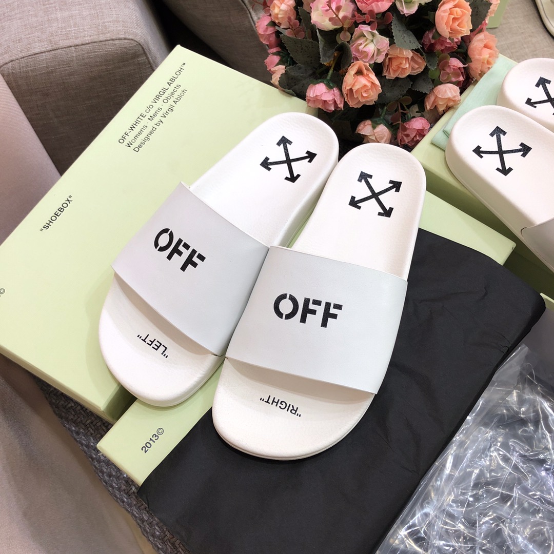 Off White Printed Pool Slider - EUR FASHION