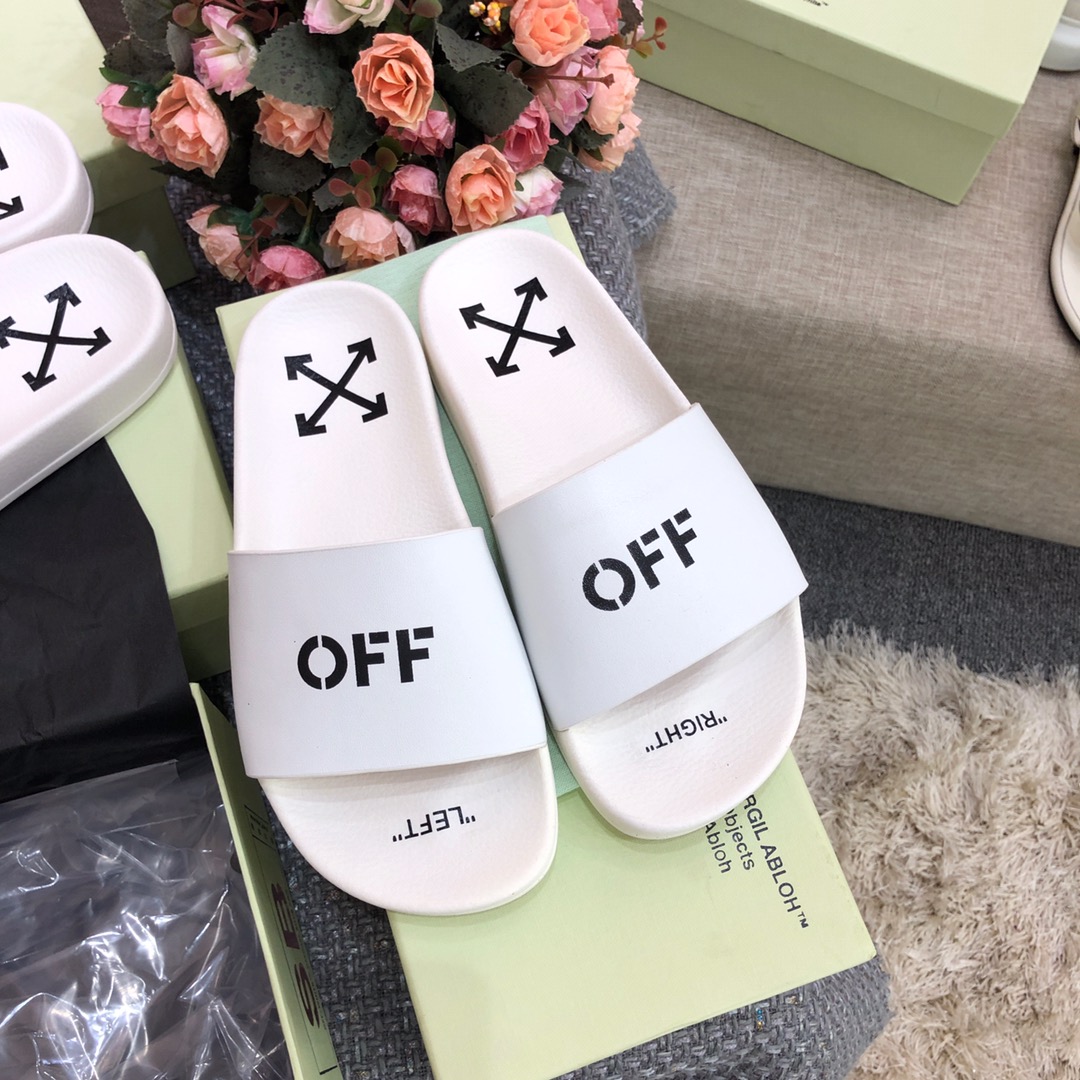 Off White Printed Pool Slider - EUR FASHION