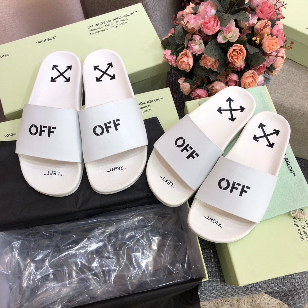 Off White Printed Pool Slider - EUR FASHION