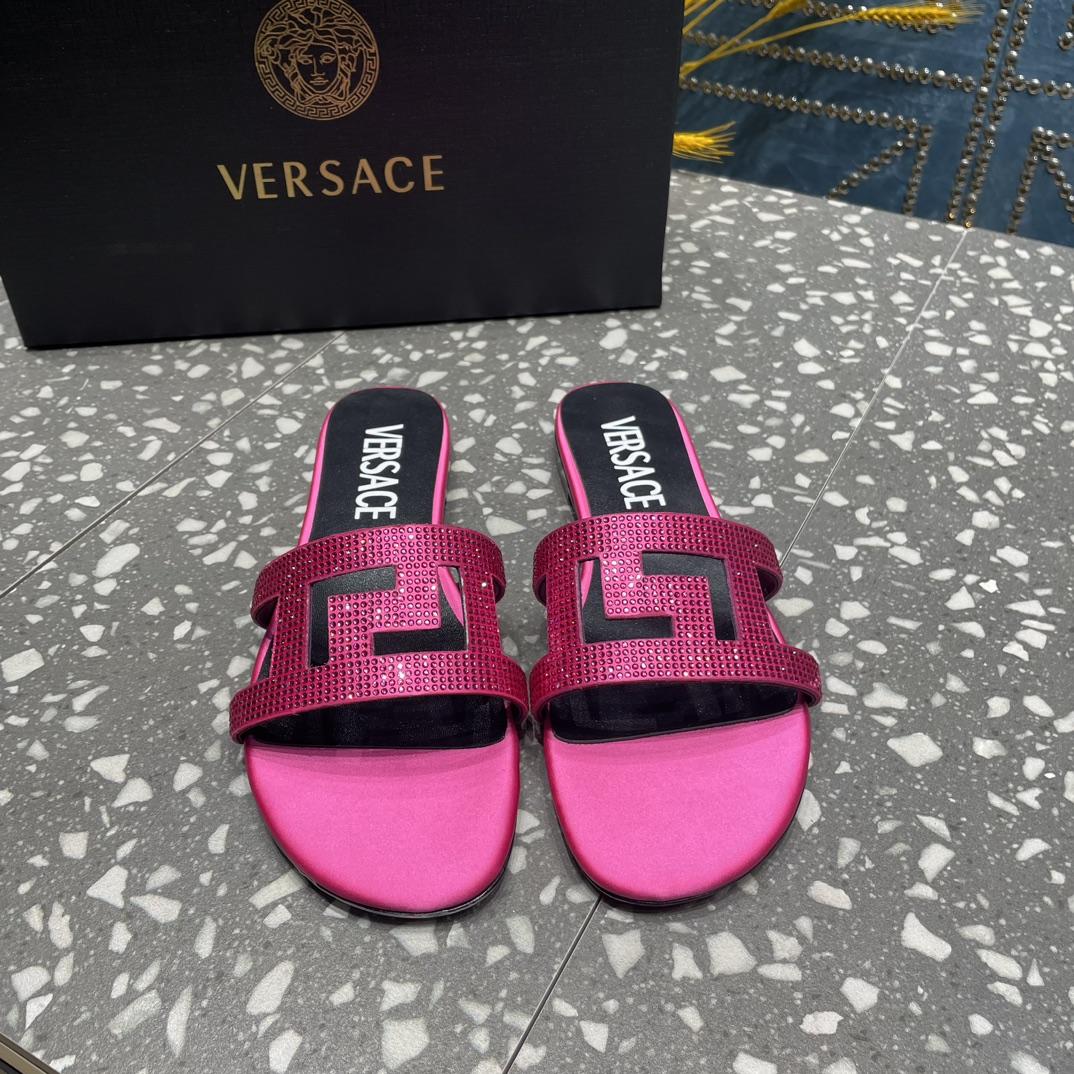 Versace Greca Maze Crystal Flat Sandals - EUR FASHION