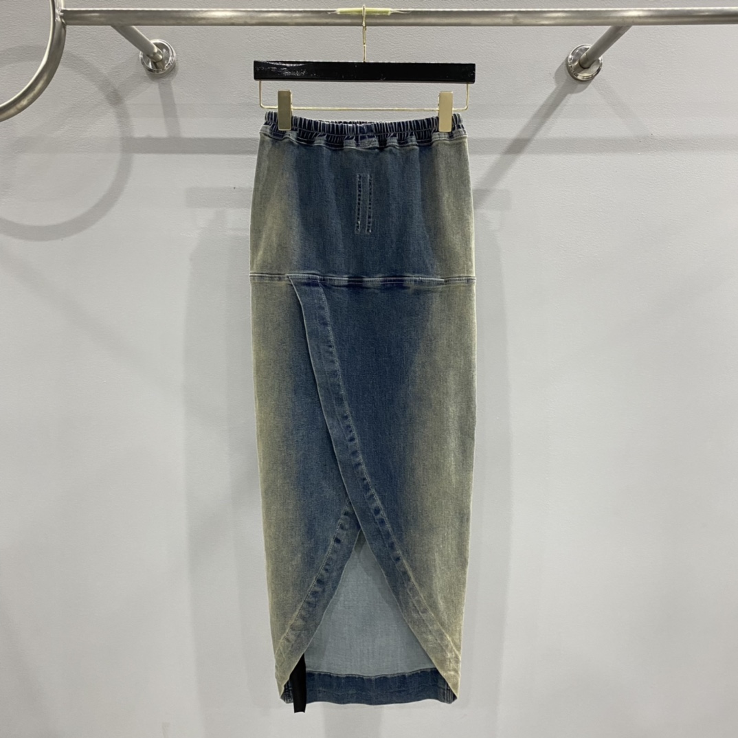 Rick Owens Drkshdw Blue Pillar Denim Maxi Skirt - EUR FASHION