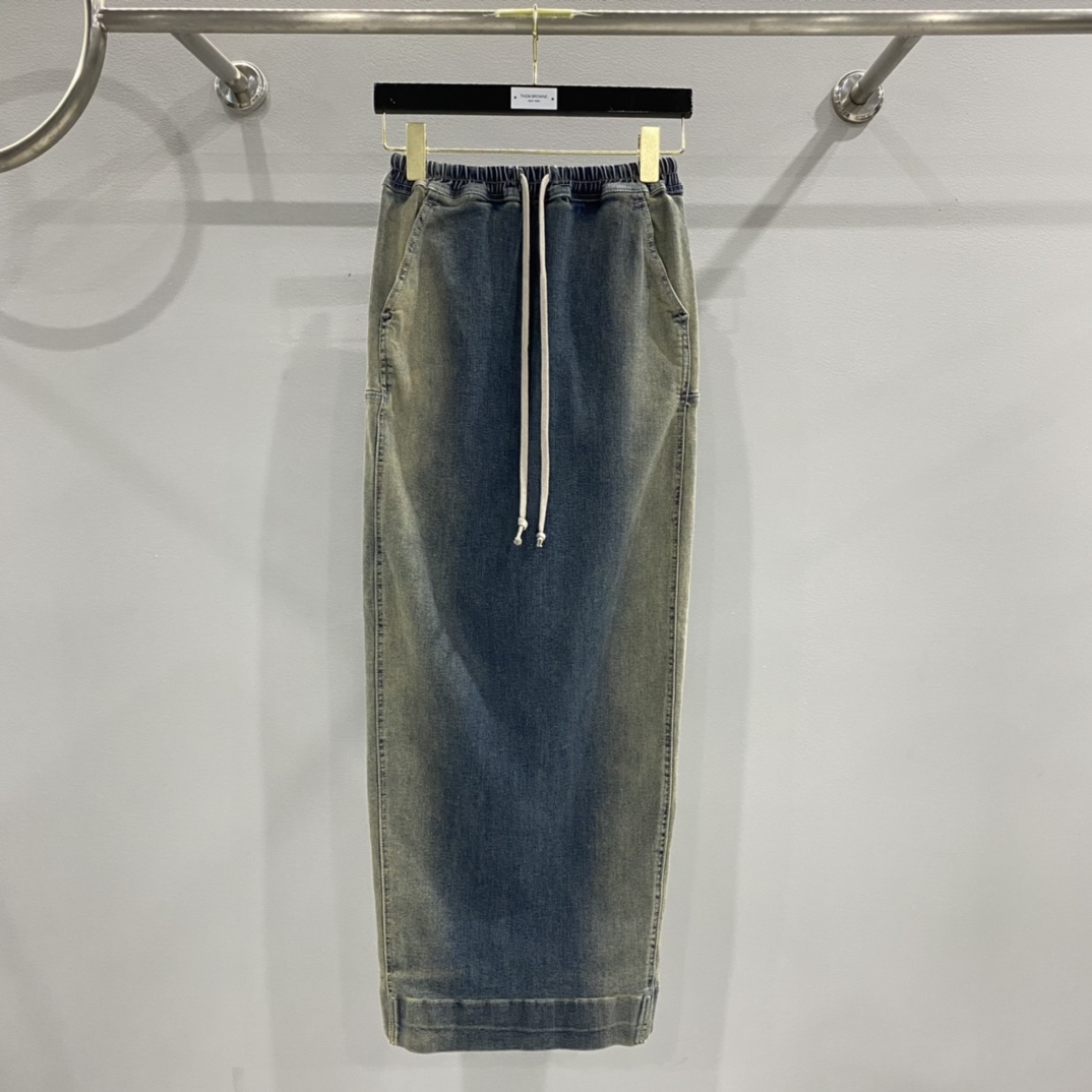 Rick Owens Drkshdw Blue Pillar Denim Maxi Skirt - EUR FASHION