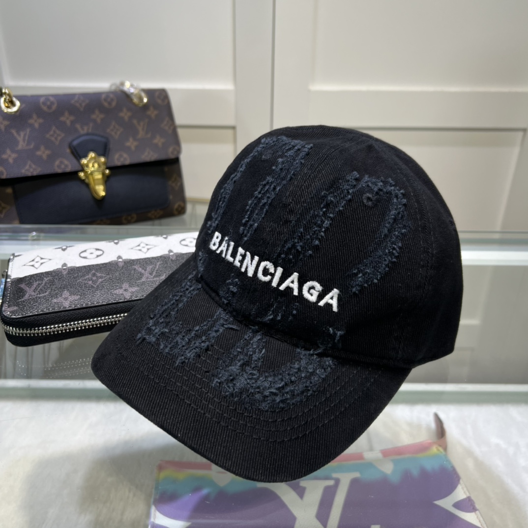 Balenciaga BB Laser Destroyed Cap In Black - EUR FASHION