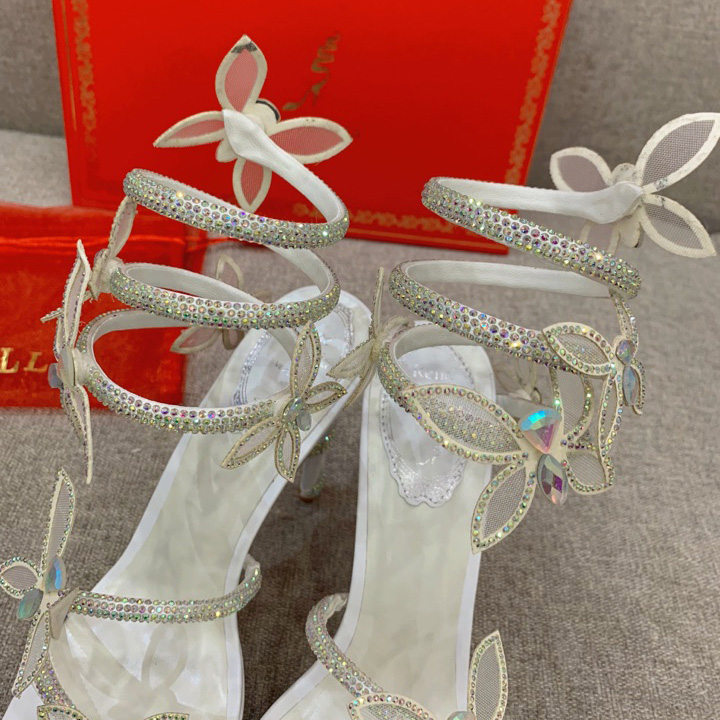 Rene Caovilla Margot Crystal White Platform Sandal 120 - EUR FASHION