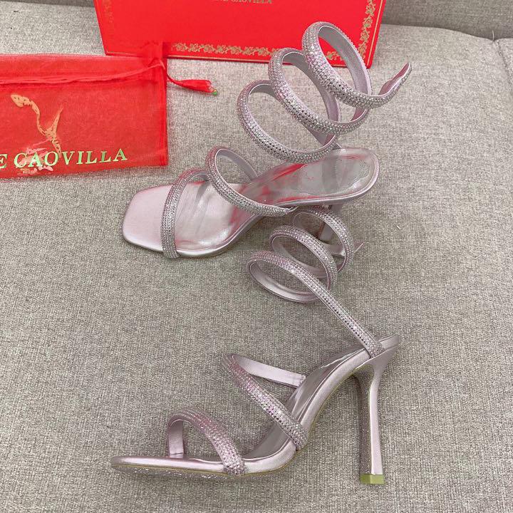 Rene Caovilla Cleo Silver Sandal 105 Crystal - EUR FASHION