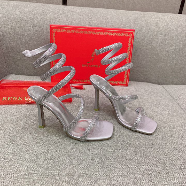 Rene Caovilla Cleo Silver Sandal 105 Crystal - EUR FASHION