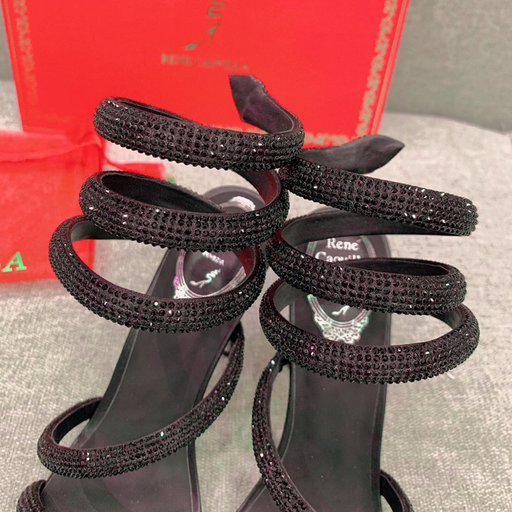 Rene Caovilla Cleo Black Sandal 105 Crystal - EUR FASHION