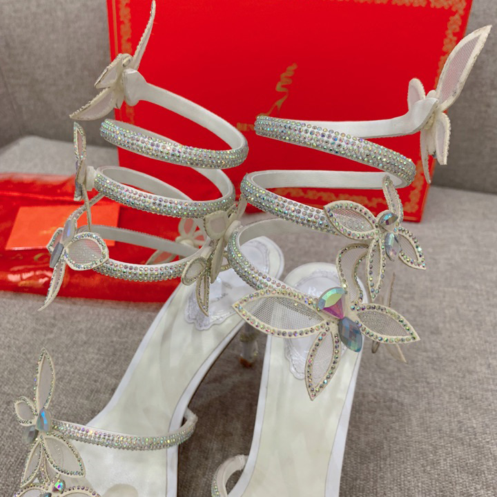 Rene Caovilla Margot Crystal White Sandal   95 - EUR FASHION