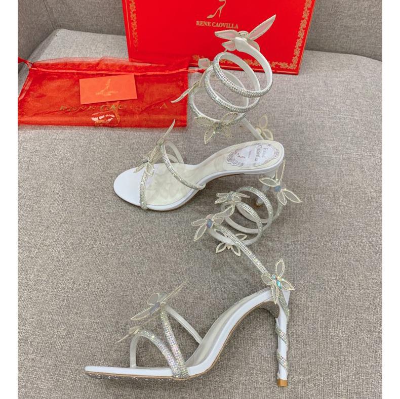 Rene Caovilla Margot Crystal White Sandal   95 - EUR FASHION