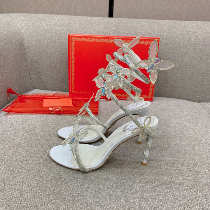 Rene Caovilla Margot Crystal White Sandal   95 - EUR FASHION