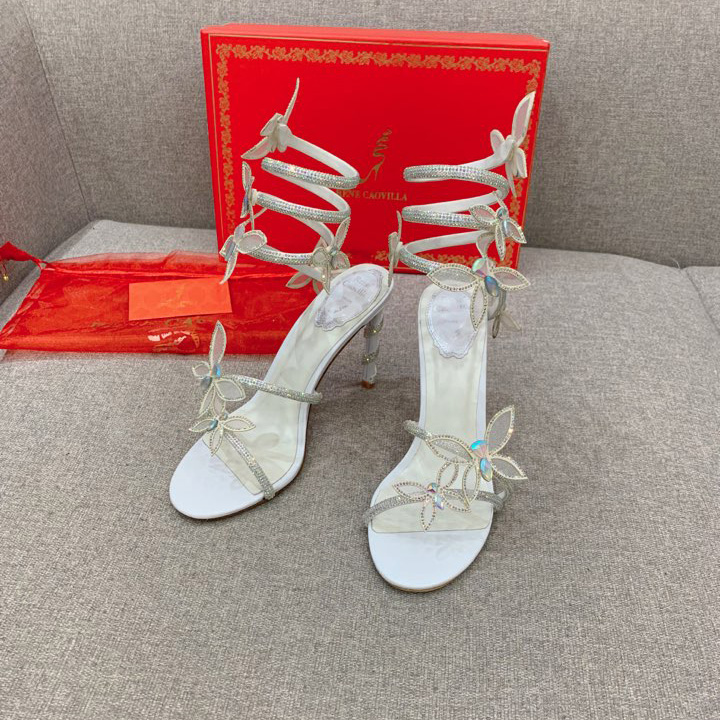 Rene Caovilla Margot Crystal White Sandal   95 - EUR FASHION