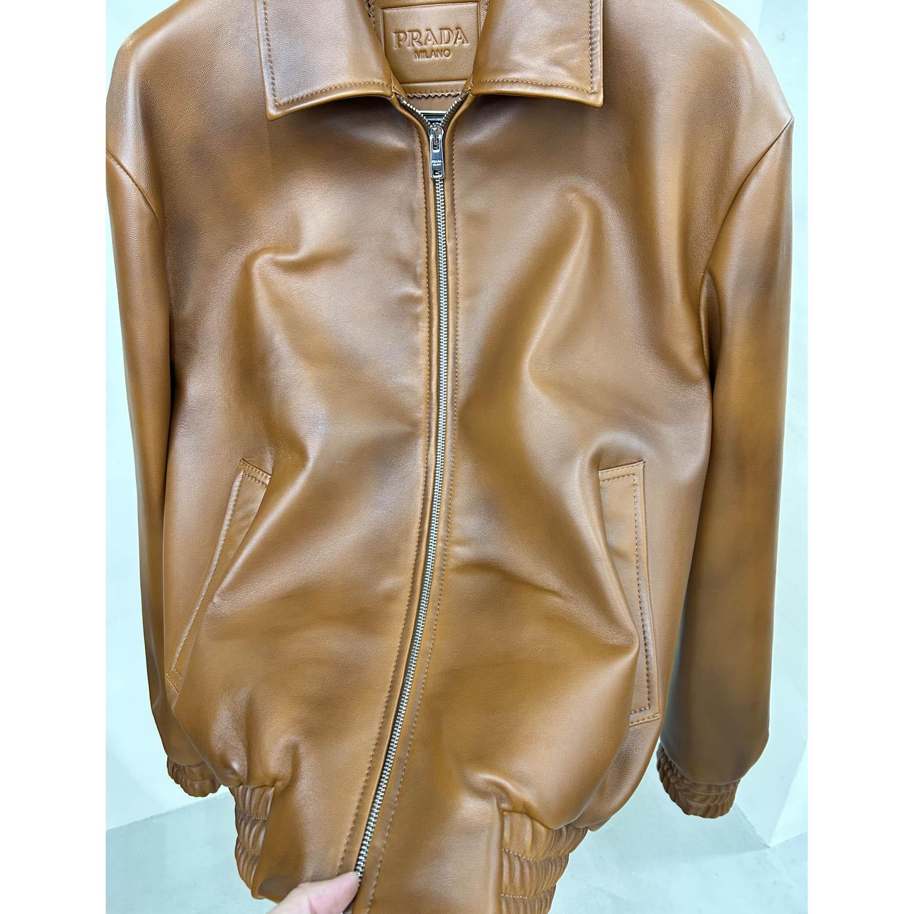 Prada Oversized Nappa Leather Bomber Jacket - EUR FASHION