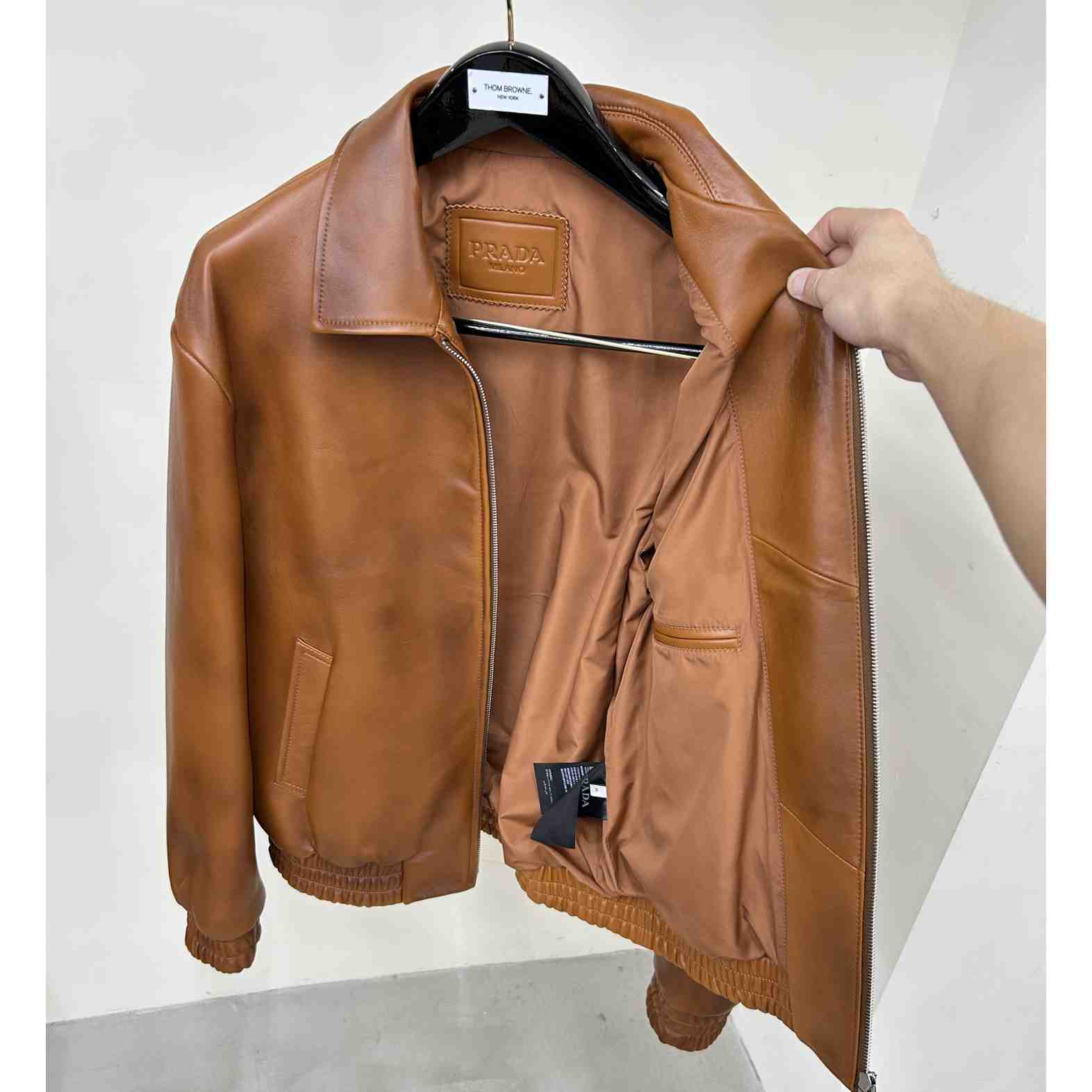 Prada Oversized Nappa Leather Bomber Jacket - EUR FASHION