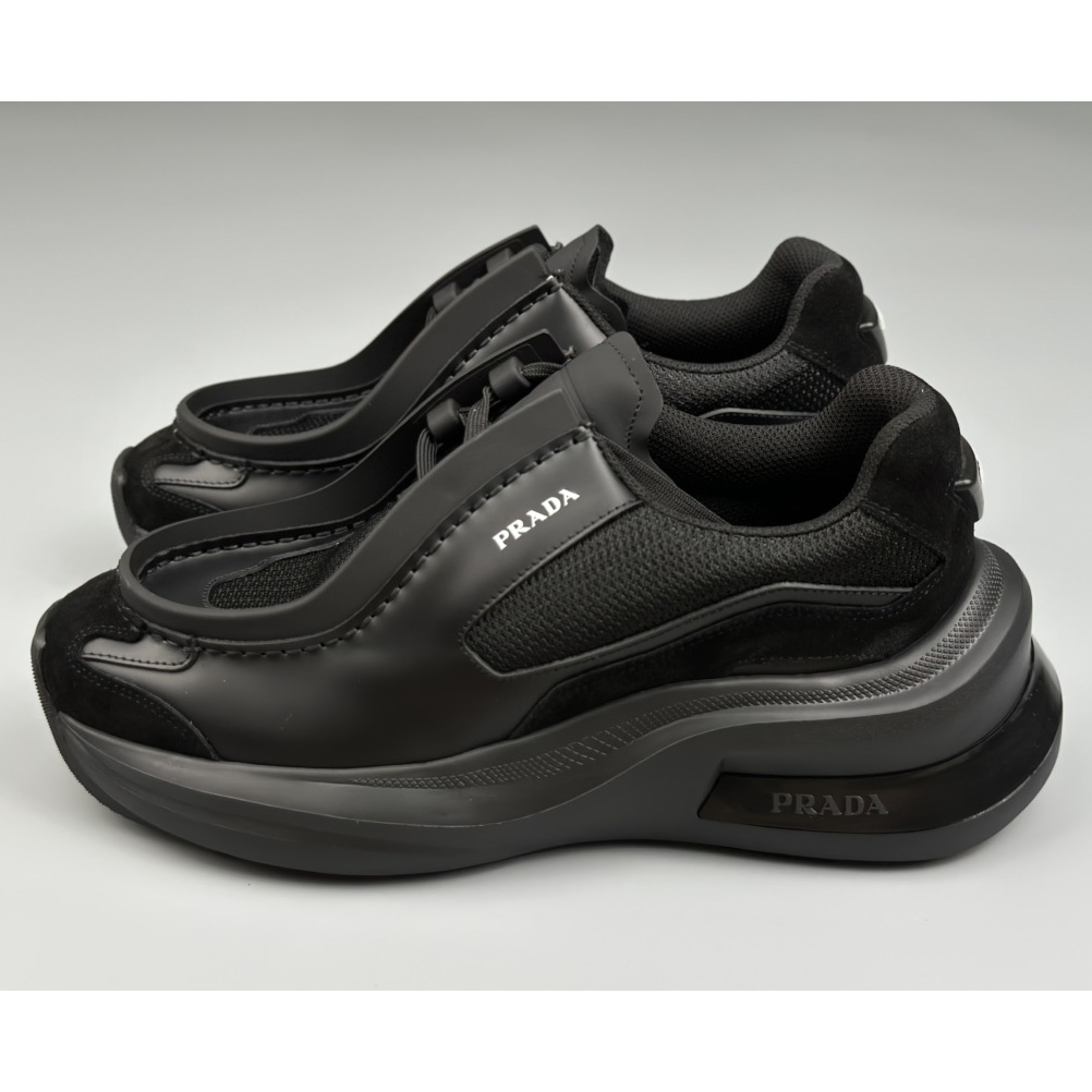 Prada Systeme Brushed Leather Sneakers With Bike Fabric And Suede Elements - EUR FASHION