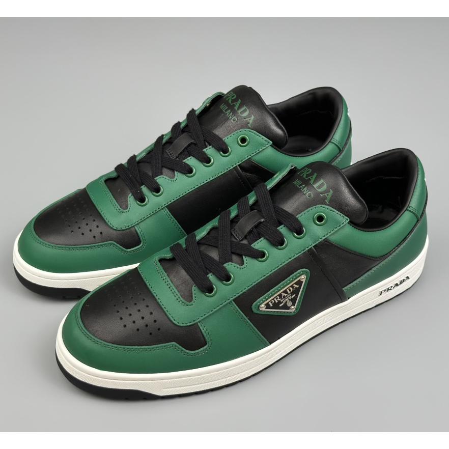 Prada Downtown Logo-plaque Leather Sneakers - EUR FASHION