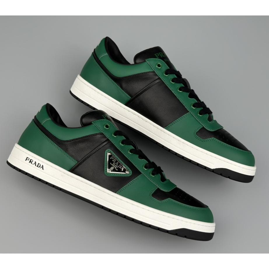 Prada Downtown Logo-plaque Leather Sneakers - EUR FASHION