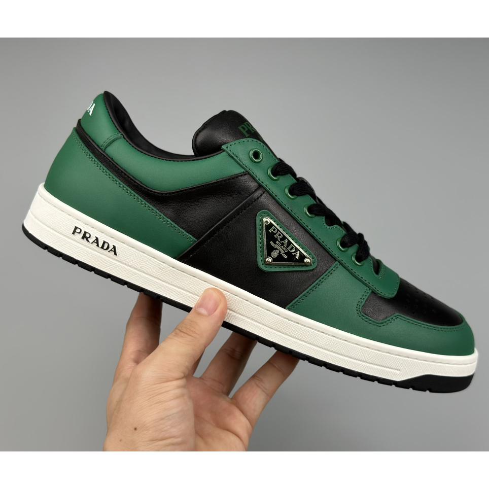 Prada Downtown Logo-plaque Leather Sneakers - EUR FASHION