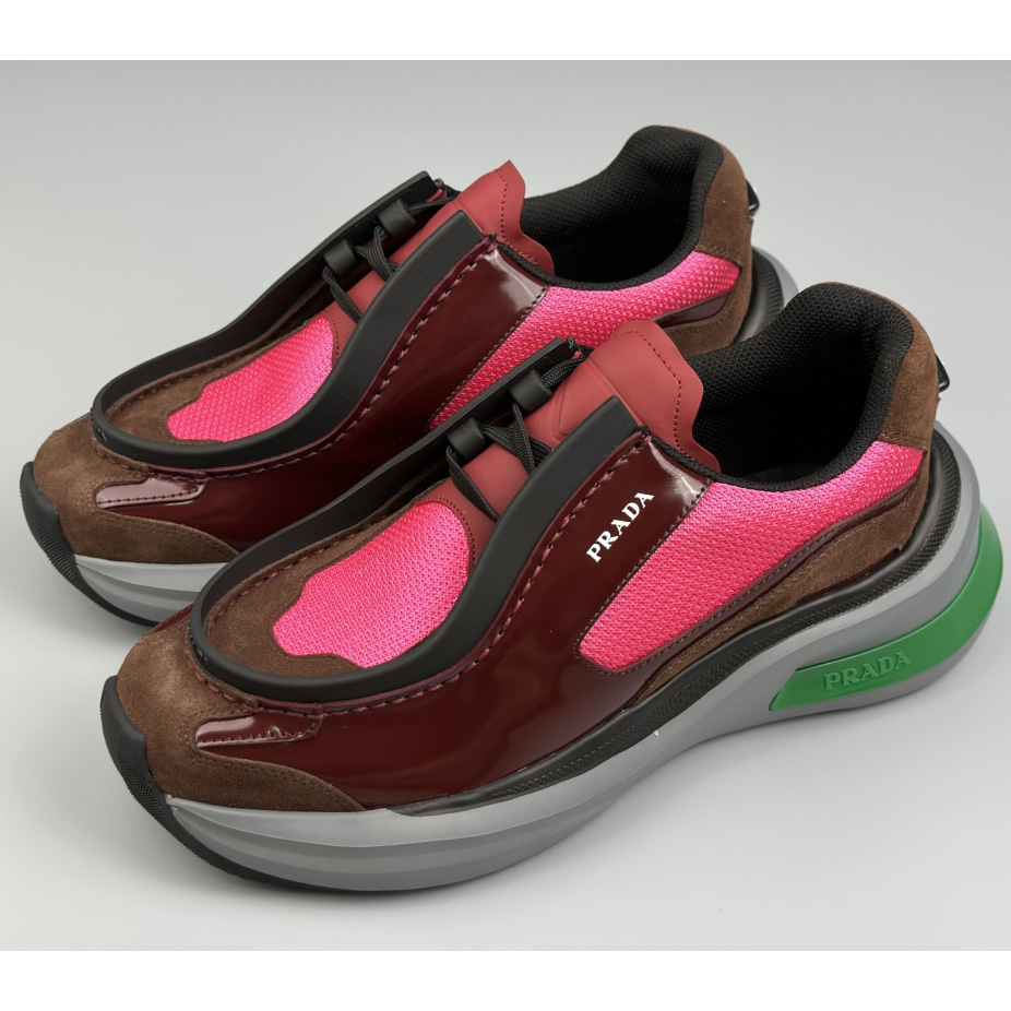 Prada Systeme Brushed Leather Sneakers With Bike Fabric And Suede  - EUR FASHION